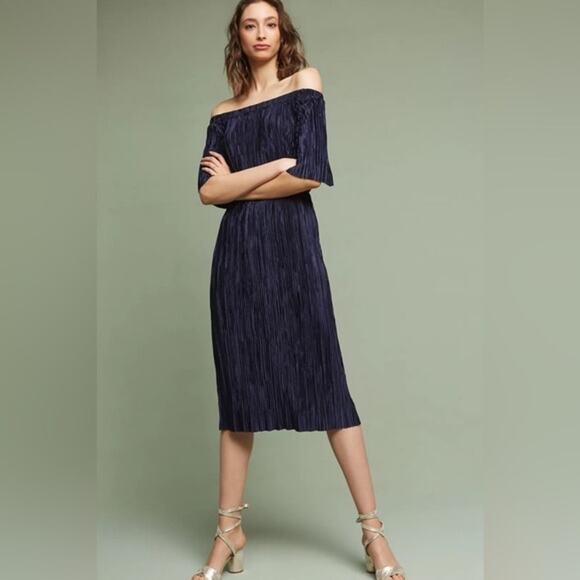 Anthropologie Sunday In Brooklyn Textured Off-The-Shoulder Dress - Picture 2 of 14